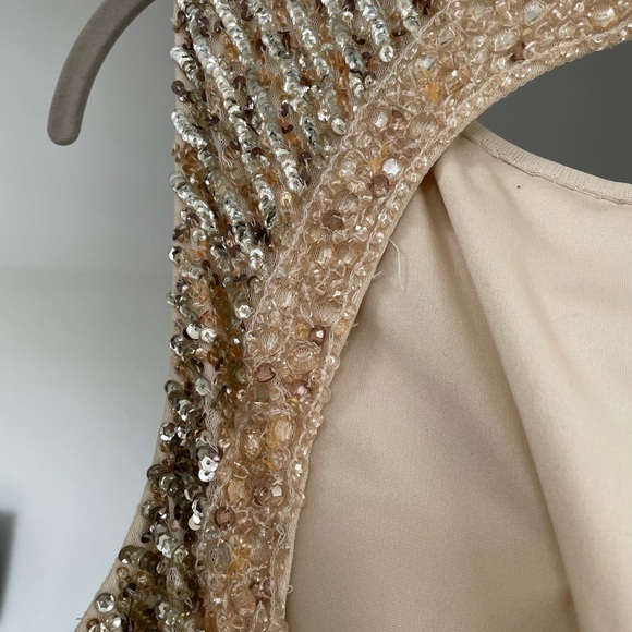 Aidan Mattox formal long gold beaded dress evening gown - Picture 6 of 14